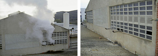 Abb. 4 Industriegebäude ohne und mit Dampfverdichtung — mit und ohne entweichendem Brüdendampf. - © Bälz
