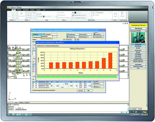 Abb. 8 Berechnet werden zahlreiche Parameter, darunter auch der Fließweg-Massenstrom. - © Viega

