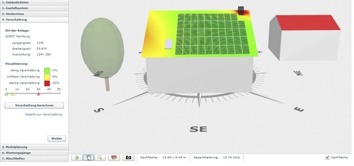 Abb. 6 Für eine realistische Ertragsberechnung ist eine präzise Verschattungssimulation entscheidend. - © Conergy
