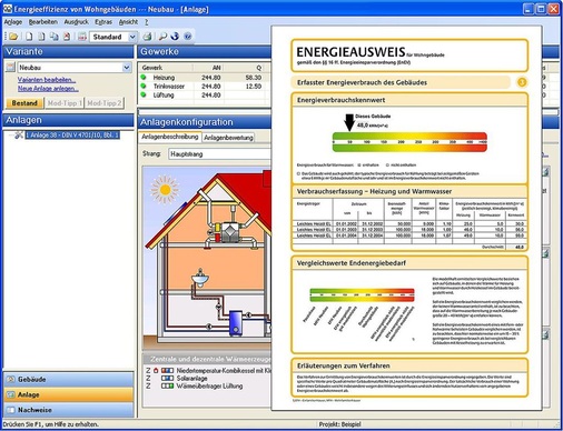 Abb. 4 Ergebnis der ­Berechnungen sind Energiebilanzen, ­Energieausweise, Nachweise und ­Beratungsberichte. - © Solar-Computer
