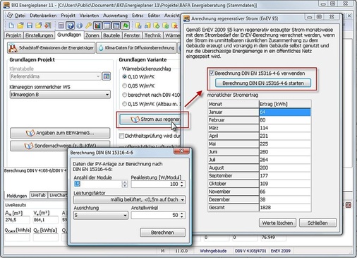 Abb. 7 Teilweise fließen auch monatliche PV-Erträge nach EnEV § 5 in die Berechnung mit ein.
