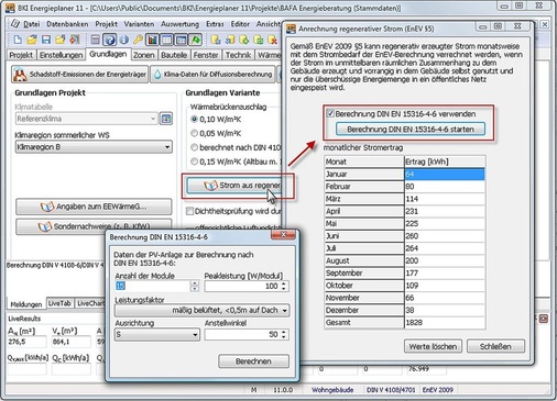 Abb. 7 Teilweise fließen auch monatliche PV-Erträge nach EnEV § 5 in die Berechnung mit ein. - © BKI
