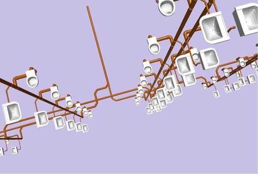 Abb. 9 …daraus generiert das Programm ein dreidimensionales Rohrnetz.