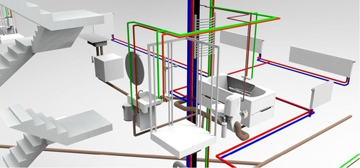 Abb. 11 Visualisierungen machen die räum­lichen Zusammen­hänge bei der Sanitärplanung deutlich. - © Data Design System
