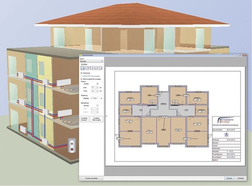 Abb. 2 Basis von ETUPlaner ist die grafische Datenerfassung mit HottCad. Dabei wird ein für die Berechnungs- und Auslegungsprogramme nutzbares, einheitliches Datenmodell des ­Gebäudes angelegt.