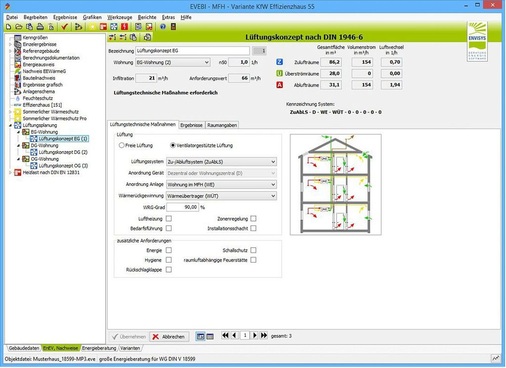 Abb. 6 …bis hin zu Lüftungskonzept-Planungsmodulen, die (optionaler) Bestandteil einiger EnEV-Programme sind.