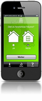 Abb. 7 Die Prüfung der Notwendigkeit lüftungs­technischer Maßnahmen gibt es auch schon als App für den mobilen Einsatz… - © Bundesverband für Wohnungslüftung
