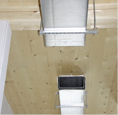 Abb. 3 Vor Ort gefertigte Luftkanäle aus Ursa AIR Zero.