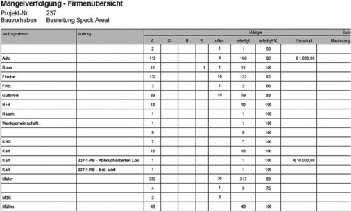 Abb. 11 Mängeldoku­mentationen können zur Beweissicherung, zur Ermittlung sich wiederholender ­Schadensbilder oder andere Statistiken ­genutzt werden. - © BauProCheck / ADS
