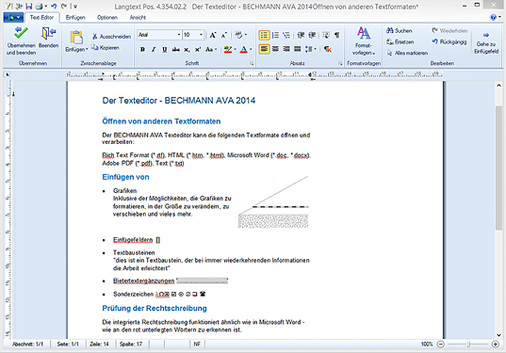 <p>
</p>

<p>
<span class="GVAbbildungszahl">3</span>
 Ein leistungsfähiger, am Office-Standard orientierter Texteditor macht die Ausschreibung komfortabler. 
</p> - © Bild: Bechmann + Partner

