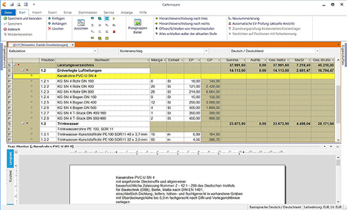 



7
 Mit Preisen hinterlegte Positionstexte machen die Kostenplanung transparent. 
