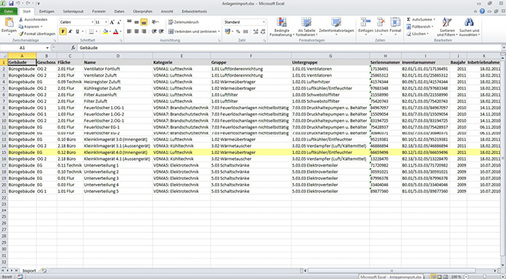 <p>
</p>

<p>
<span class="GVAbbildungszahl">4</span>
 Gebäude- und Anlagendaten liegen meist in Form von Excel-Listen vor, die in CAFM-Systeme importiert werden können.
</p> - © Bild: BFM Building + Facility Management

