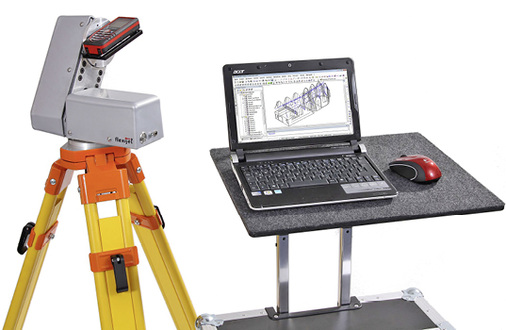 <p>
</p>

<p>
<span class="GVAbbildungszahl">9</span>
 In Verbindung mit einer motorisch betriebenen Dreh- und Schwenkeinheit und einem Stativ ist sogar ein halbautomatisches 3D-Aufmaß frei geformter Räume möglich. 
</p> - © Bild: Flexijet

