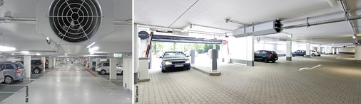 
3
 In Großgaragen weisen Schublüfter erfahrungsgemäß die geringsten Lebenszykluskosten aus. Sie leiten gezielt CO oder Rauchgase zu den Abluftpunkten. Nach welchem Prinzip, ist gebäudespezifisch festzulegen. 
