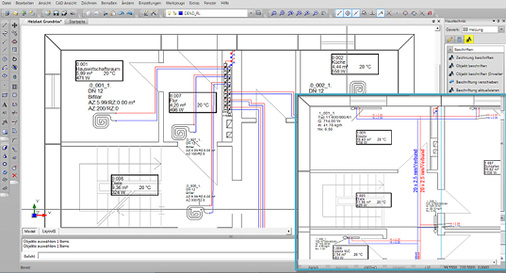 <p>
</p>

<p>
<span class="GVAbbildungszahl">6</span>
 Ergebnis der Heizungsauslegung und Rohrleitungsberechnung sind beschriftete Grundriss- … 
</p> - © Bild: Dendrit Haustechnik-Software

