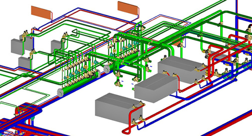 



10
 Nach der Rohrnetzberechnung wird aus dem Einstrich-Rohrnetz ein dreidimensionales Modell generiert, … 

