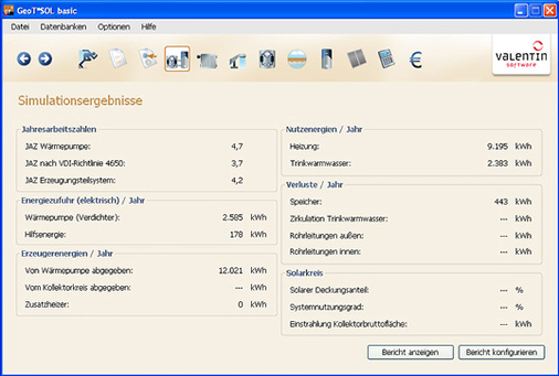 <p>
</p>

<p>
<span class="GVAbbildungszahl">6</span>
 Zu den wichtigsten Ergebniswerten zählen die Jahresarbeitszahl, die Nutzenergie, der Stromverbrauch, Verluste, ggf. Betriebskosten etc. 
</p> - © Bild: Valentin

