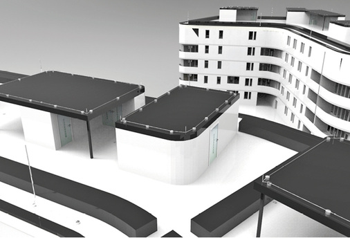 



4
 Komplexe Dachaufbauten mit Gärten und Terrassen: Für eine wirklich sichere Blitzschutzanlage musste jedes Detail erfasst werden. 
