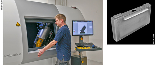 <p>
<span class="GVAbbildungszahl">4</span>
 Das Zentrum für Sonnenenergie- und Wasserstoff-Forschung Baden Württemberg (ZSW) kann Akkus und ihre Bestandteile mithilfe eines Computertomographen durchleuchten. Das ZSW erhofft sich dadurch entscheidende Erkenntnisse zur Optimierung von Zellen und Produktionsprozessen. 
</p>