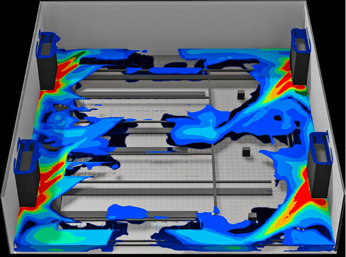 <p>
<span class="GVAbbildungszahl">6</span>
 Stresstest: In Doppelböden oder über abgehängten Decken lassen sich Luftströmungen und Temperaturverhältnisse ebenfalls sichtbar machen. 
</p>

<p>
</p> - © Sudlow

