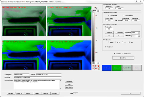 <p>
</p>

<p>
<span class="GVAbbildungszahl">8</span>
 Spezielle Bauthermografie-Software verfügt über Zusatzfunktionen, wie bauspezifische Kommentar-Vorlagen oder die Simulation der Oberflächenkondensation an schimmelgefährdeten Stellen. 
</p> - © InfraTec

