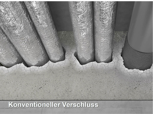 
2
 Vertrautes Bild der Vergangenheit: konventionell vergossene Deckendurchführung im Schacht. 



