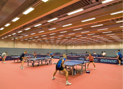 



4
 Deutsches Tischtennis-Zentrum Düsseldorf. Die Raumtemperatur kann in Abhängigkeit der Transpiration der Spieler „irritationsfrei“ angehoben werden. 
