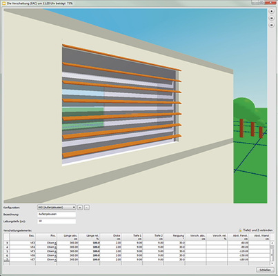 <p>
</p>

<p>
<span class="GVAbbildungszahl">10</span>
 … sowie die Eigenverschattung durch Gebäudebauteile oder Verschattungseinrichtungen wird, je nach Programm, mehr oder weniger exakt berücksichtigt.
</p> - © liNear

