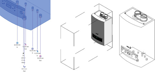 



4
 Sowohl die Informationstiefe als auch die Art der BIM-Objektinformationen lässt sich bedarfsgerecht steuern: Anschluss-Detail, Visualisierung mit Arbeitsraum, BIM-Objekt mit Einfügepunkt. 
