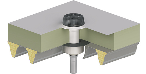 <p>
<span class="GVAbbildungszahl">3</span>
 Der Metallkörper des Brandschutzelements wird in den Ausschnitt im Trapezblech eingehängt und mit zugehörigen Blechschrauben befestigt. Mit dem Flachdachentwässerungs-Sortiment kann nahezu jede Dachbahn und jede Art von Wärmedämmung berücksichtigt werden – im abgebildeten Einbau-Beispiel mit dem in das Brandschutzelement eingesetzten Dachablauf, einem Aufstockelement und einem Laubfangkorb. 
</p>

<p>
</p> - © Dallmer

