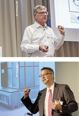 
3
 Dr. Peter Koch, Vice President Solutions & Complexity Management bei Emerson Network Power (oben), gab beim Datacenter Symposium in München einen spannenden, aber teils auch beängstigenden Ausblick, in welche Richtung sich der globale Rechenzentrumsmarkt aufgrund neuer IT-Anwendungen, wie Industrie 4.0 oder dem Internet of Things entwickeln könnte. Christian Richter, Segmentmanager Rechenzentren bei der Hoval AG, schuf in München und zuvor auf dem Chillventa Congress in Nürnberg Bewusstsein dafür, dass Geräte zur Luftaufbereitung anstelle einer Wasserkühlung sehr effiziente Alternativen sind. 
