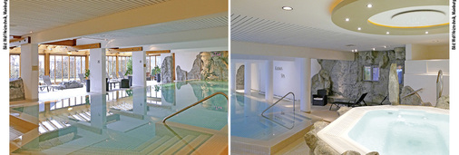 <p>
<span class="GVAbbildungszahl">8</span>
 Der Pool- und Spa-Bereich des ehemaligen Alpenclubs wurde bereits im Vorfeld der energetischen Sanierung modernisiert. Der ganzjährig hohe Warmwasserverbrauch sowie die Schwimmbadtechnik bestimmen maßgeblich die Grundlast an Wärme und Strom und damit die Dimensionierung des BHKW.
</p>