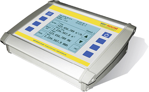 



7
 Grundgerät eines Clamp-On-Ultraschallzählers. Die auch mobil nutzbare Lösung kann einfach auf das jeweilige Rohr aufgespannt werden. Ohne Eingriff in die vorhandene Installation liefert sie auch temporär und unabhängig von der Rohrdimension und dem (flüssigen) Medium präzise Messergebnisse.
