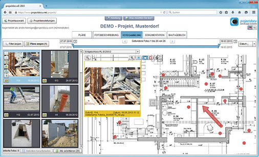 <p>
</p>

<p>
<span class="GVAbbildungszahl">3</span>
 Im Plan verortete Fotos und Textkommentare bilden die Grundlage für eine nachvollziehbare Baustellendokumentation. 
</p> - © Projektdocu

