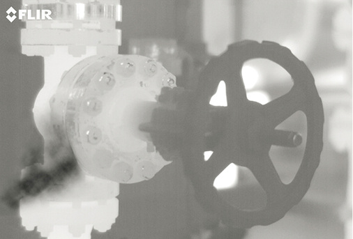 



9
 Mithilfe von auf die Gasdetektion spezialisierten IR-Kameras können auch Gas-Leckagen aufgespürt werden. 
