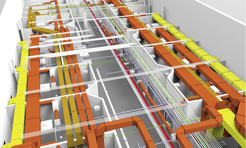 <p>
</p>

<p>
<span class="GVAbbildungszahl">6</span>
 Ohne präzise CAD-Planung kann es schnell zu Konflikten mit der Gebäudestruktur oder anderer Haustechnik kommen, … 
</p> - © Data Design System

