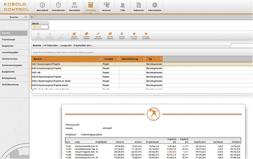 



2
 Auswertungen der Projekte mit Kostenvergleichen in Kobold Control. 
