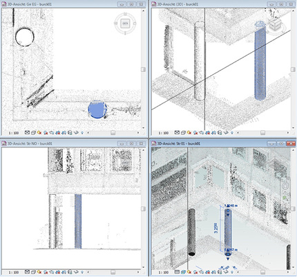 <p>
</p>

<p>
<span class="GVAbbildungszahl">10</span>
 Sobald der Bestand in die CAD-Neuplanung integriert werden muss, müssen „dumme“ Punktwolken durch „intelligente“ CAD- oder BIM-Bauteile ersetzt werden. 
</p> - © Laser Scanning Architecture

