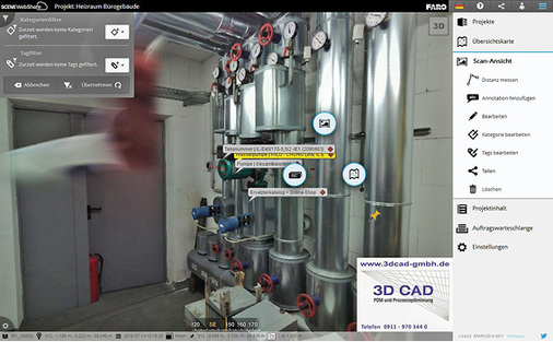
14
 Werden 360°-Fotopanoramen online zur Verfügung gestellt, können alle Projektpartner darauf zugreifen, Informationen abfragen oder eigene ergänzen.



