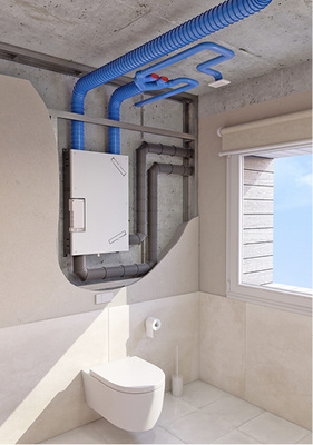 



2
 Das kompakte PluggPlan-Gerät kann in der Vorwand oder in der abgehängten Decke installiert werden. Ein/Aus-Schalter sucht der Nutzer vergebens – das Gerät ist bauartbedingt auf Dauerbetrieb geschaltet. 
