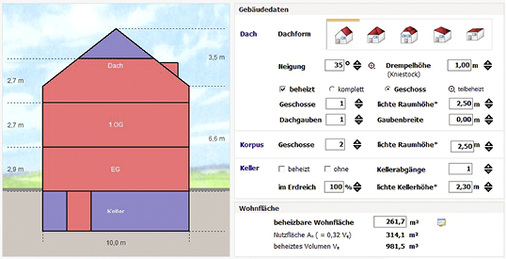 <p>
</p>

<p>
<span class="GVAbbildungszahl">3</span>
 Grundlage aller Berechnungen ist die Erfassung der Gebäudegeometrie und die Bauteilzuweisung … 
</p> - © Hottgenroth Software

