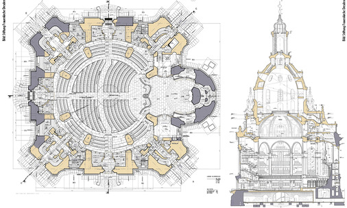<p>
<span class="GVAbbildungszahl">2</span>
 Grundriss und Schnitt der Frauenkirche Dresden. 
</p>