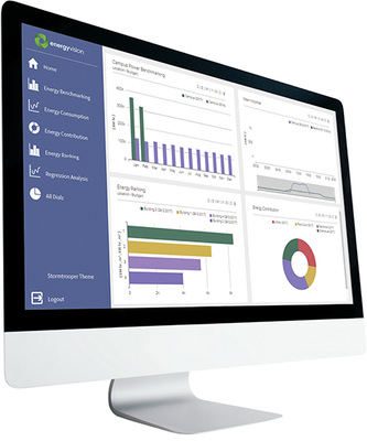 



5
 Die Software Energy Vision hilft dabei, Energieeinsparmöglichkeiten aufzuspüren, den Erfolg von realisierten Energieeinsparmaßnahmen zu kontrollieren und die Energieeffizienz zu überwachen und zu optimieren. In regelmäßigen Abständen werden dazu Daten verschiedener Verbraucher und Datenquellen gesammelt und umfassende Berichte über die Energieleistung eines Gebäudes erstellt. 
