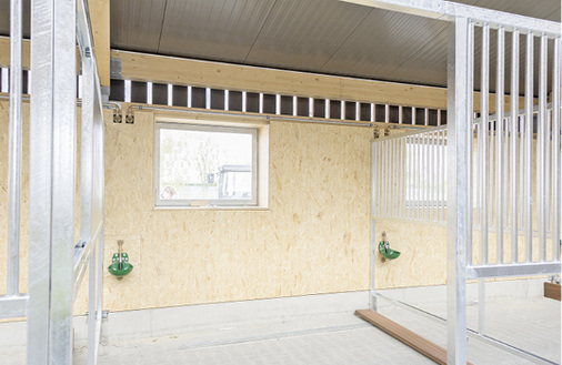 
5
 Trinkwasserhygiene ist auch in den großzügigen Pferdeboxen ein wichtiges Thema. Die Tränkebecken sind beispielsweise durchgeschliffen angeschlossen. 



