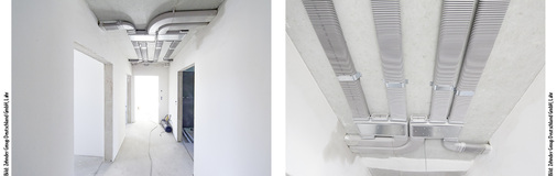 
5
 Schallschutz und Hygiene in einem sehr flachen Luftverteilsystem vereint: Die flexiblen, innenseitig glatten Luftverteilrohre und passende Schalldämpfer sorgen jederzeit für optimale Raumluftverhältnisse. Mit einer minimalen Deckenabhängung wird das System unsichtbar. 
