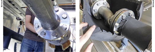 <p>
<span class="GVAbbildungszahl">8</span>
 Während bei der Mineralfaserdämmung gerade im Bereich von Armaturen feuchte Luft eingedrungen ist, sind unter der FEF-Dämmung auch diese Bereiche trocken geblieben. 
</p> 
8
 Während bei der Mineralfaserdämmung gerade im Bereich von Armaturen feuchte Luft eingedrungen ist, sind unter der FEF-Dämmung auch diese Bereiche trocken geblieben.