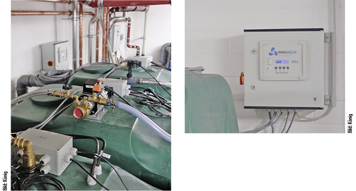 
3
 Grauwasseranlage PowerClear MC 5000 mit vollautomatischer Steuerung mit drei 3000-l-Behältern zur Aufstellung innerhalb von Gebäuden. Kapazität: Bereitstellung von 5000 l Betriebswasser pro Tag. 
