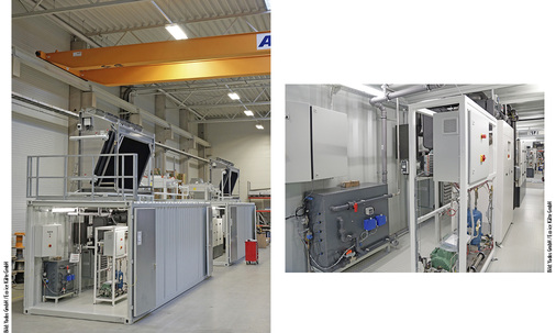 
2
 Fertigung der Energiezentralen Yado|Energy in Hoyerswerda. Die Container beinhalten ein BHKW-Modul, eine Absorptionskältemaschine, eine CO
2
-Verdichter-Kaskade (Tiefkühlkaskade) sowie die Leit- und Steuerungstechnik Yado|Link, die zur Überwachung aller Systemprozesse – von der Erzeugung, über die Verteilung bis zur Abnahme – eingesetzt werden kann. 
