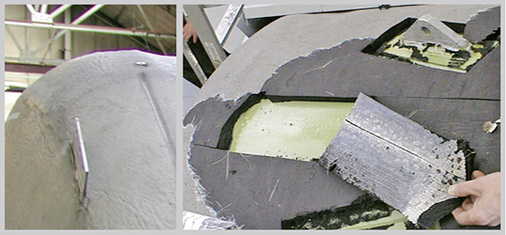 



12
 Amaflex-Dämmstoffe minimieren das Korrosionsrisiko: Die mit Armaflex gedämmte und Arma-Chek ummantelte Dekompressionskammer war während ihres Einsatzes regelmäßig Spritzwasser ausgesetzt. Nach der Ausmusterung der Kammer wurde die Armaflex-Dämmung aufgeschnitten. Wie im Bild rechts zu sehen, ist die metallische Oberfläche der Kammer völlig frei von Korrosion. 
