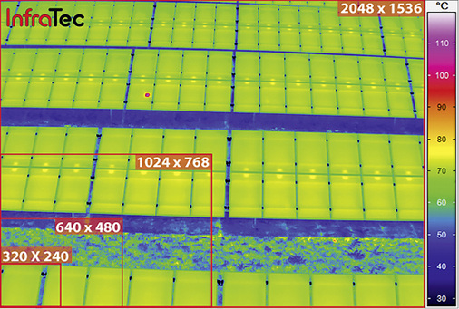 <p>
<span class="GVAbbildungszahl">4</span>
 Kameras mit großer Detektorauflösung bieten bessere Bildqualitäten und einen größeren Bildausschnitt – Vergleich unterschiedlicher Detektorformate. 
</p>

<p>
</p> - © InfraTec

